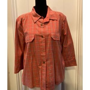 Christopher & Banks Plaid Jacket with Button Up Front, Pockets Shoulder Pads GUC